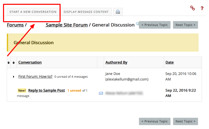 Start a new conversation in Forums